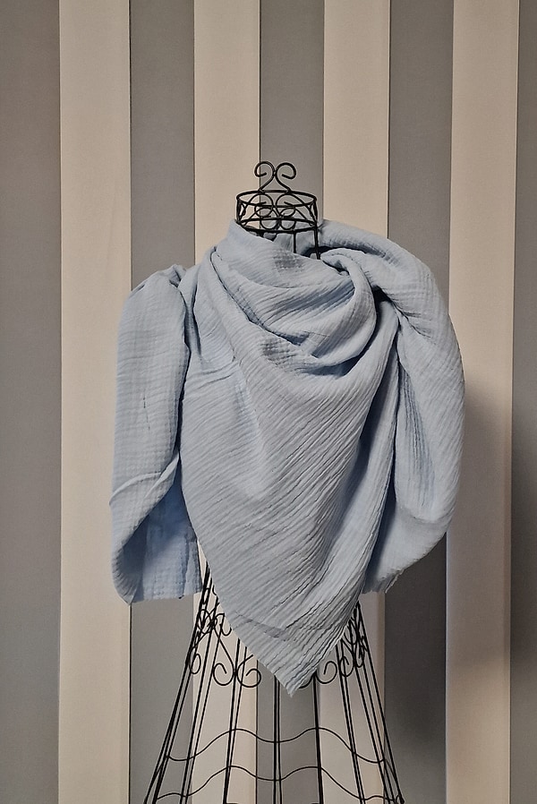 XXL Musselin Tuch Musselintuch Halstuch Schal Damen hellblau W708