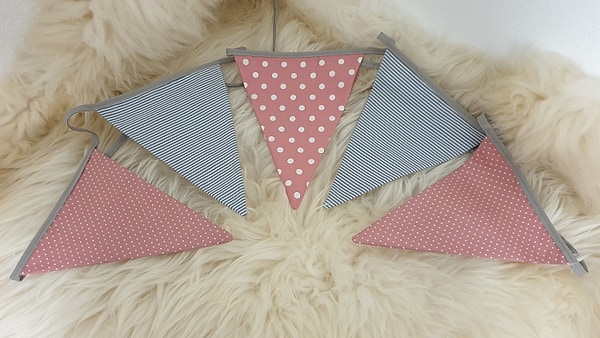 Wimpelkette Girlande Wimpel altrosa rosa grau ab 275 cm W707