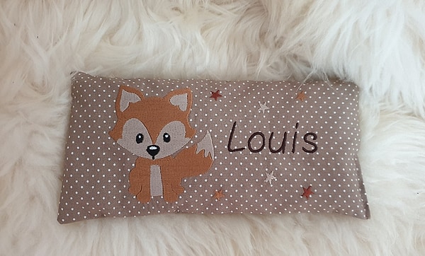 Wellnesskissen Fuchs Sterne Punkte beige mit Namen W1463