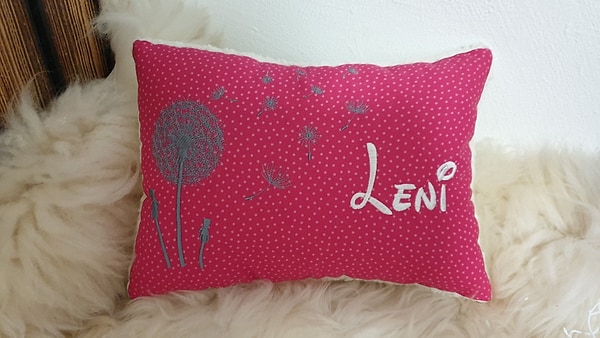 Kissen Taufkissen Pusteblume Punkte rot rosa & Wunschnamen W965