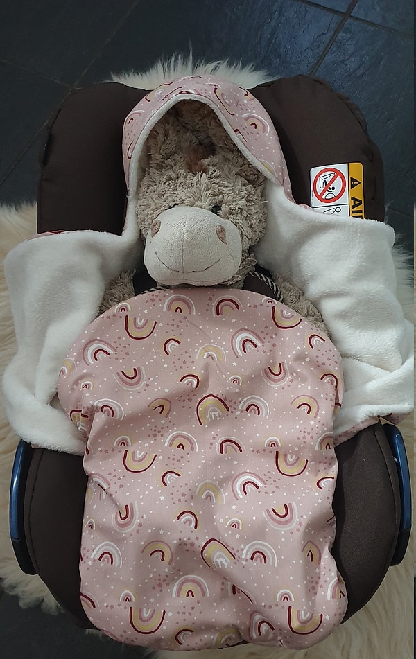 Einschlagdecke für Babys Maxi Cosi Römer Puckdecke Regenbogen rosa W176