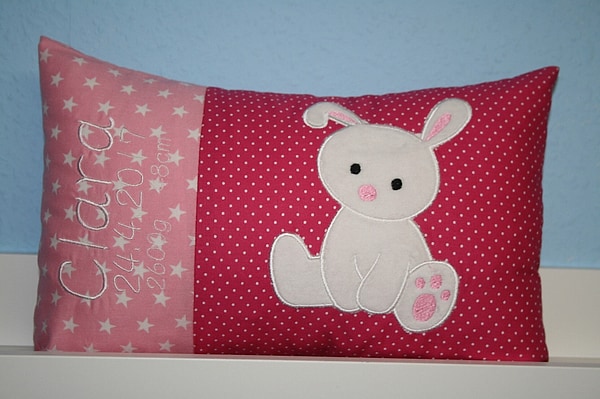 Kissen Hase Häschen rosa pink & Wunschnamen W1126