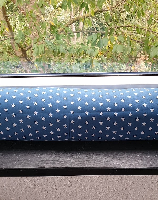Zugluftkissen Zugluftstopper Zugluftschlange Sterne jeansblau W31