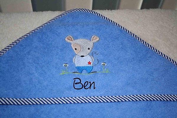 Babybadetuch Kapuzenhandtuch Maus Mäuserich & Wunschname W497
