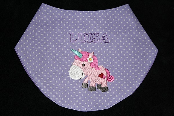 Halstuch Lätzchen Einhorn flieder mit Namen W271