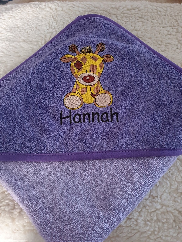 Babybadetuch Kapuzenhandtuch Giraffe & Wunschname W475