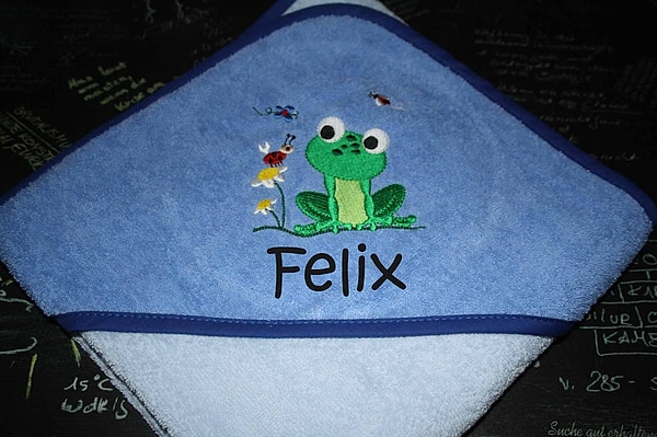 Babybadetuch Kapuzenhandtuch Frosch & Wunschname W423