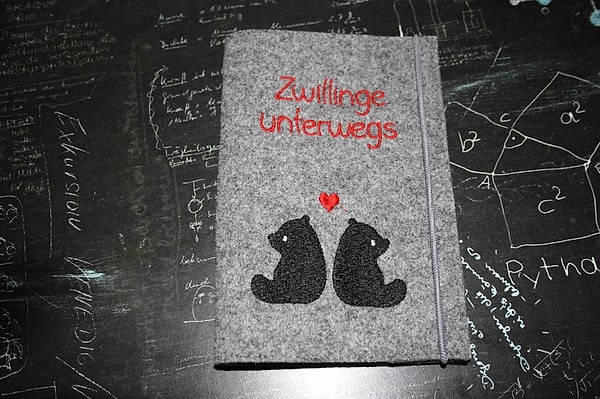 Mutterpasshülle Wollfilz Zwillinge Bären W637