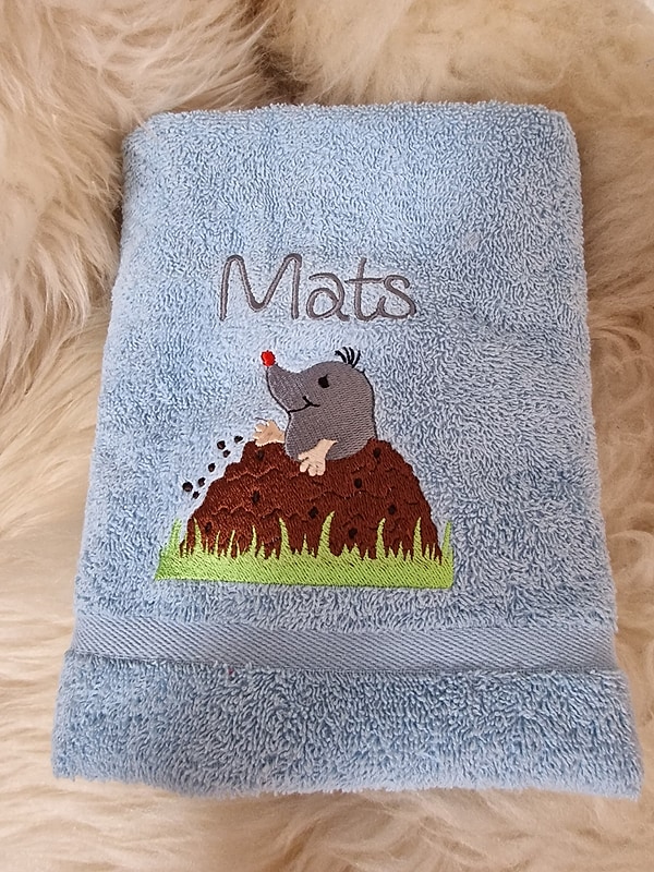 Handtuch Maulwurf mit Namen bestickt W611