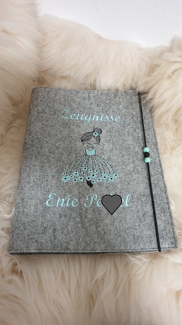 Zeugnismappe Ballerina Mädchen Blumen mint mit Namen W102