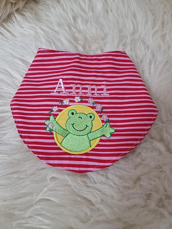 Halstuch Lätzchen Frosch Blumen mit Namen W222