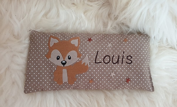 Wellnesskissen Fuchs Sterne Punkte beige mit Namen W1463