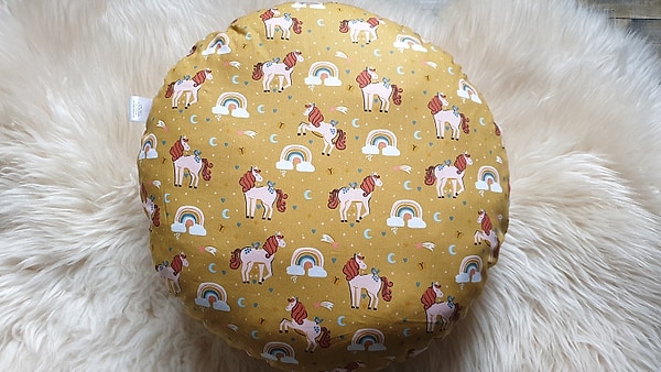 Bodenkissen Kindersitzkissen Sitzkissen Einhorn Regenbogen senfgelb W1264