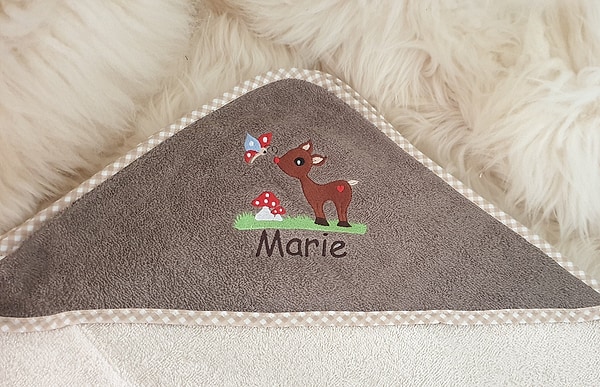 Babybadetuch Kapuzenhandtuch Reh & Wunschname W567