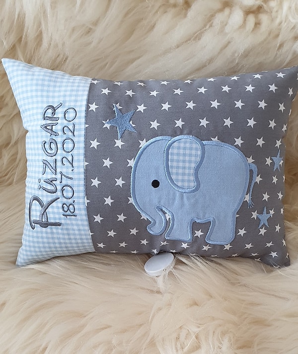 Spieluhr Elefant mit Namen bestickt W1523