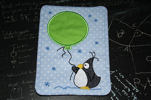 Tassenuntersetzer Mug Rug Pinguin Punkte hellblau W687