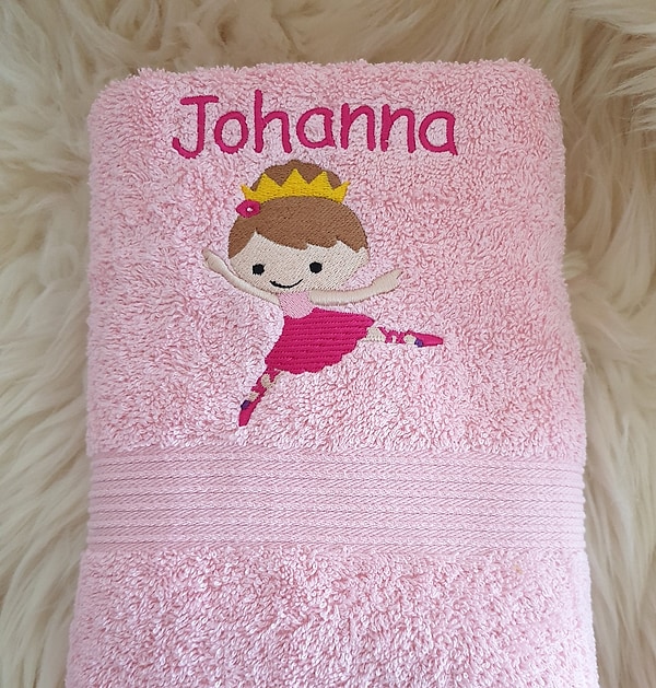 Handtuch Ballerina rosa mit Namen bestickt W441