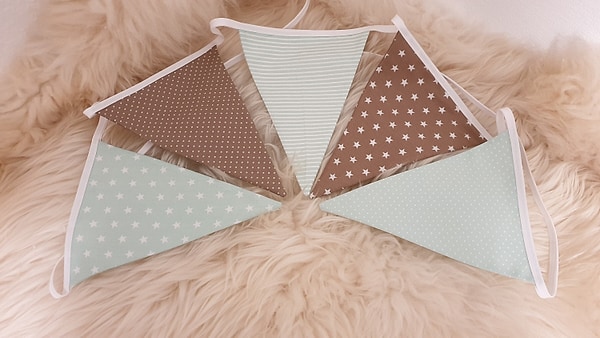 Wimpelkette Girlande Wimpel beige mint ab 275 cm W706