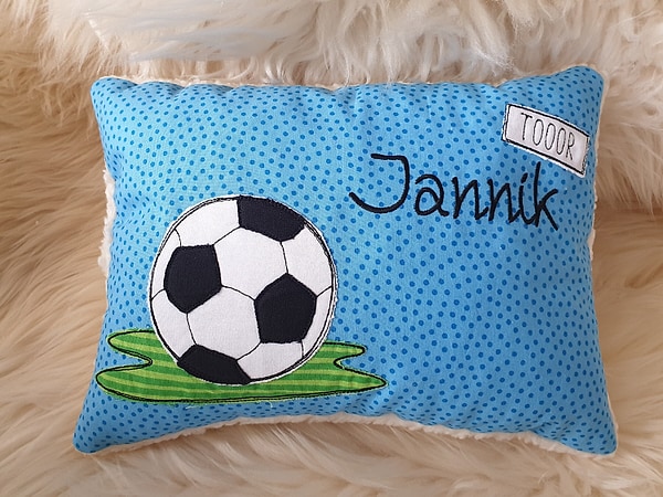 Kissen Fußball TOOOR blau & Wunschnamen W796