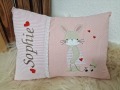 Kissen Hase mit Häschen rosa Streifen Punkte & Wunschnamen W1578